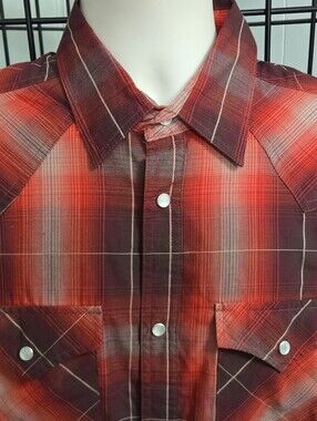 High Noon Shirt Mens Pearl Snap Western Plaid Long Sleeve Shirt Small